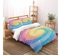 Spiral Color Stars Bedding Set Theme Bedspread Theme Duvet Cover Set Microfiber Quilt Cover Universal for All Seasons with Pillowcase Super King（260x220cm）