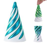 Spiral Cone Fidget Toy, 3D Printed Cone Impossible Pyramid Passthrough Sculpture Helix Pass Through Fidget Toy for Kids and Adults Stress Relaxation Random Stuff Gifts (White Green)