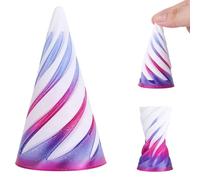 Spiral Cone Fidget Toy, 3D Printed Cone Impossible Pyramid Passthrough Sculpture Helix Pass Through Fidget Toy for Kids and Adults Stress Relaxation Random Stuff Gifts (White Pink Purple)