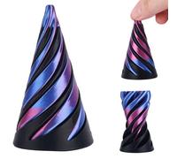 Spiral Cone Fidget Toy, 3D Printed Cone Impossible Pyramid Passthrough Sculpture Helix Pass Through Fidget Toy for Kids and Adults Stress Relaxation Random Stuff Gifts (Black Purple)