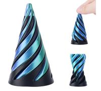 Spiral Cone Fidget Toy, 3D Printed Cone Impossible Pyramid Passthrough Sculpture Helix Pass Through Fidget Toy for Kids and Adults Stress Relaxation Random Stuff Gifts (Black Green)