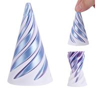 Spiral Cone Fidget Toy, 3D Printed Cone Impossible Pyramid Passthrough Sculpture Helix Pass Through Fidget Toy for Kids and Adults Stress Relaxation Random Stuff Gifts (White Purple)