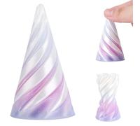 Spiral Cone Fidget Toy, 3D Printed Cone Impossible Pyramid Passthrough Sculpture Helix Pass Through Fidget Toy for Kids and Adults Stress Relaxation Random Stuff Gifts (Crystal White Purple)