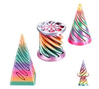 Spiral Cone Fidget Toy - 3Pcs Impossible Cone Fidget Toy, 3D Printed Fidget Toys with Optical Illusion, Stress Relief Toys, Pass-Through Pyramid Fidget for Adults & Kids, Desk Gadget & Gift, Colorful