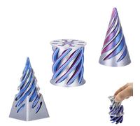 Spiral Cone Fidget Toy - 3Pcs Impossible Cone Fidget Toy, 3D Printed Fidget Toys with Optical Illusion, Stress Relief Toys, Pass-Through Pyramid Fidget for Adults & Kids, Desk Gadget & Gift, Blue
