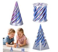 Spiral Cone Fidget Toy - 3Pcs Impossible Cone Fidget Toy Set, 3D Printed Optical Illusion Stress Reliever, Impossible Cone Puzzle Toy for Focus & Fun, Cool Fidget Gift for Kids & Adults, Blue