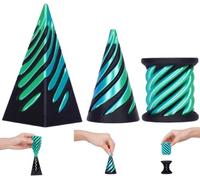 Spiral Cone Fidget Toys, 3D Printed Impossible Cone Pyramid Impossible Pyramid Passthrough Sculpture Mini Vortex Thread Illusion Desktop Decor for Anxiety Relaxing (Green)