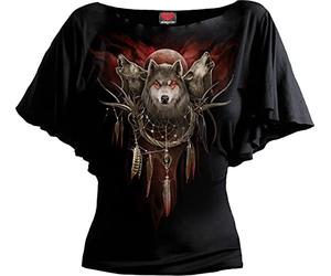 Spiral - Cry of The Wolf - Boat Neck Bat Sleeve Top Black - 3XL