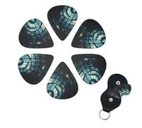 Spiral Curve Glass Window Guitar Picks 6 Pack 3 Different Thickness Celluloid Guitar Plectrums with Guitar Pick Holder Personalized Guitar Pick for Acoustic Guitar, Electric Guitar, Bass, Ukulele