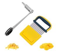 Spiral Cutter & Crinkle Cutter, Stainless Steel & Plastic Manual Spiralizer Wavy Knife for Potatoes Cucumbers Eggs Carrots Fruits Vegetables Home Kitchen Gadgets Restaurant Slicer Tools Supplies