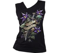 Spiral - Deadly Nightshade - Gathered Shoulder Slant Vest Black - M
