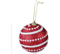 Spiral Design Foam Ball Hanging Ornaments for Christmas Tree and Indoor Seasonal Decorations 8cm Diameter (Red)