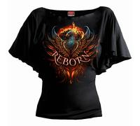 Spiral Direct ASHES REBORN - Boat Neck Bat Sleeve Top Black - XXL - Digital - Digital