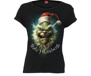 Spiral Direct BAH HUMBUG - Boatneck Cap Sleeve Top Black - L - Screen - Screen