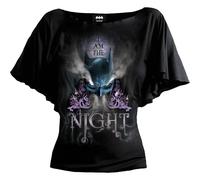 Spiral Direct BATMAN - I AM THE NIGHT - Boat Neck Bat Sleeve Top Black - S - Digital