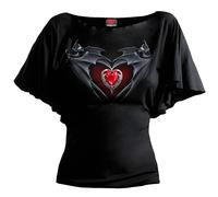 Spiral Direct BAT'S HEART - Boat Neck Bat Sleeve Top Black - S - Digital - Digital