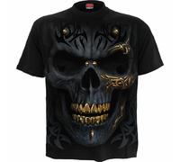 Spiral Direct Black Gold Skull Skeleton Tribal Mohawk Goth Punk T Shirt M031M101