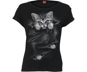 Spiral Direct BRIGHT EYES - Boatneck Cap Sleeve Top Black - L - Digital - Digital