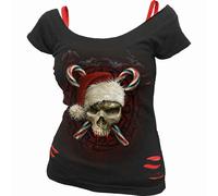 Spiral Direct CANDY CANE SANTA - 2in1 Red Ripped Top Black - M - Digital - Digital