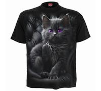 Spiral Direct CATTITUDE - Front Print T-Shirt Black - S - Screen - Screen