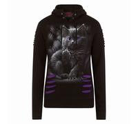 Spiral Direct CATTITUDE Ladies Hood Goth Cat Purple Eeys Finger Hooddie