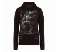 Spiral Direct CATTITUDE - Large Hood Ripped Hoody Purple-Black - S - Digital - Digital