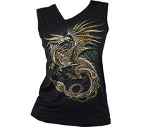 Spiral Direct CELTIC DRAGON - Gathered Shoulder Slant Vest Black - L - Screen - Screen