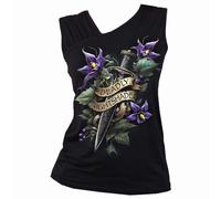 Spiral Direct DEADLY NIGHTSHADE - Gathered Shoulder Slant Vest Black - XXL - Digital - Digital