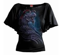 Spiral Direct DRAGON BORNE - Boat Neck Bat Sleeve Top Black - 4XL - Digital - Digital