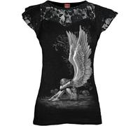 Spiral Direct ENSLAVED ANGEL - Lace Layered Cap Sleeve Top Black - 3XL - Digital - Digital