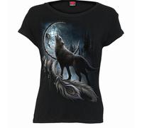 Spiral Direct FROM DARKNESS - Boatneck Cap Sleeve Top Black - M - Digital - Digital