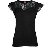 Spiral Direct GOTHIC ELEGANCE - Lace Layered Cap Sleeve Top Black - XXL - SPI - DELETE_VALUE