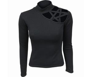 Spiral Direct GOTHIC ELEGANCE - Pentagram Shoulder Longsleeve Top - S - SPI - SPI