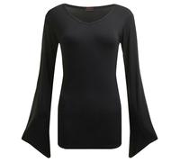Spiral Direct GOTHIC ELEGANCE - V Neck Goth Sleeve Top Black - L - SPI - SPI
