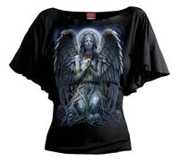 Spiral Direct GRIEVING ANGEL - Boat Neck Bat Sleeve Top Black - 4XL - Digital - Digital
