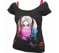 Spiral Direct HARLEY QUINN - MAD LOVE - 2in1 Red Ripped Top Black - L - Digital - Digital