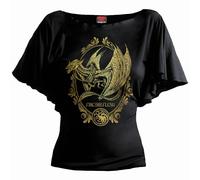 Spiral Direct HOD 2 - FILIGREE - Boat Neck Bat Sleeve Top Black - M - Digital - Digital