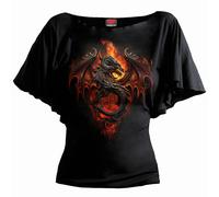 Spiral Direct INFERNAL DUEL - Boat Neck Bat Sleeve Top Black - 3XL - Digital - Digital