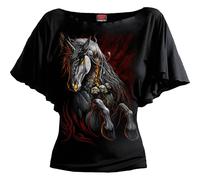 Spiral Direct INFERNAL UNICORN - Boat Neck Bat Sleeve Top Black - S - Digital - Digital