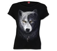 Spiral Direct Ladies Black Goth Wolf CHI Yin Yang T Shirt Top L 14