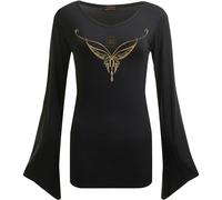 Spiral Direct LOTR - ELVEN NECKLACE - V Neck Goth Sleeve Top Black - XL - Screen - Screen