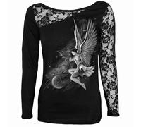 Spiral Direct LUCID DREAMS - Lace One Shoulder Top Black - Digital - S