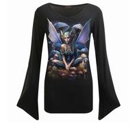 Spiral Direct MAGICAL - V Neck Goth Sleeve Top Black - M - Digital - Digital