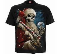 Spiral Direct Men's Candy Cane Santa T-Shirt in Black | Size: Large Spiral Direct Black L