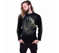 Spiral Direct Men's Celtic Wolf Back Print Long-Sleeved T-Shirt in Black | Size: Large Spiral Direct Black L