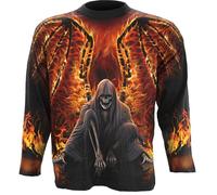 Spiral Direct Men's Flaming Death All-Over Print Long-Sleeved T-Shirt in Black | Size: Large Spiral Direct Black L