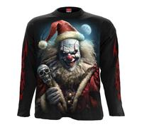 Spiral Direct Men's Santa Clown Long-Sleeved T-Shirt in Black | Size: Medium Spiral Direct Black M