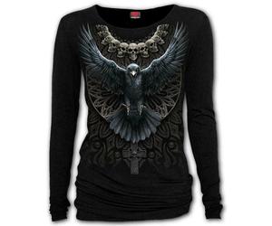 Spiral Direct NEW RAVEN SKULL Long Sleeve Baggy Top/Gothic/Rock/Metal/Skull/Tee