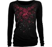 Spiral Direct New Release BLOOD ROSE Long Sleeve Viscose,Gothic Roses/Goth/Top