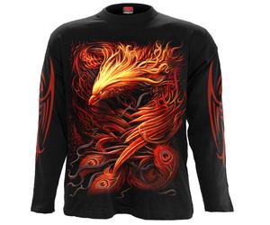SPIRAL DIRECT PHOENIX ARISEN Long Sleeve T-Shirt/Tattoo/Bird/Yin Yang/Fire/Top